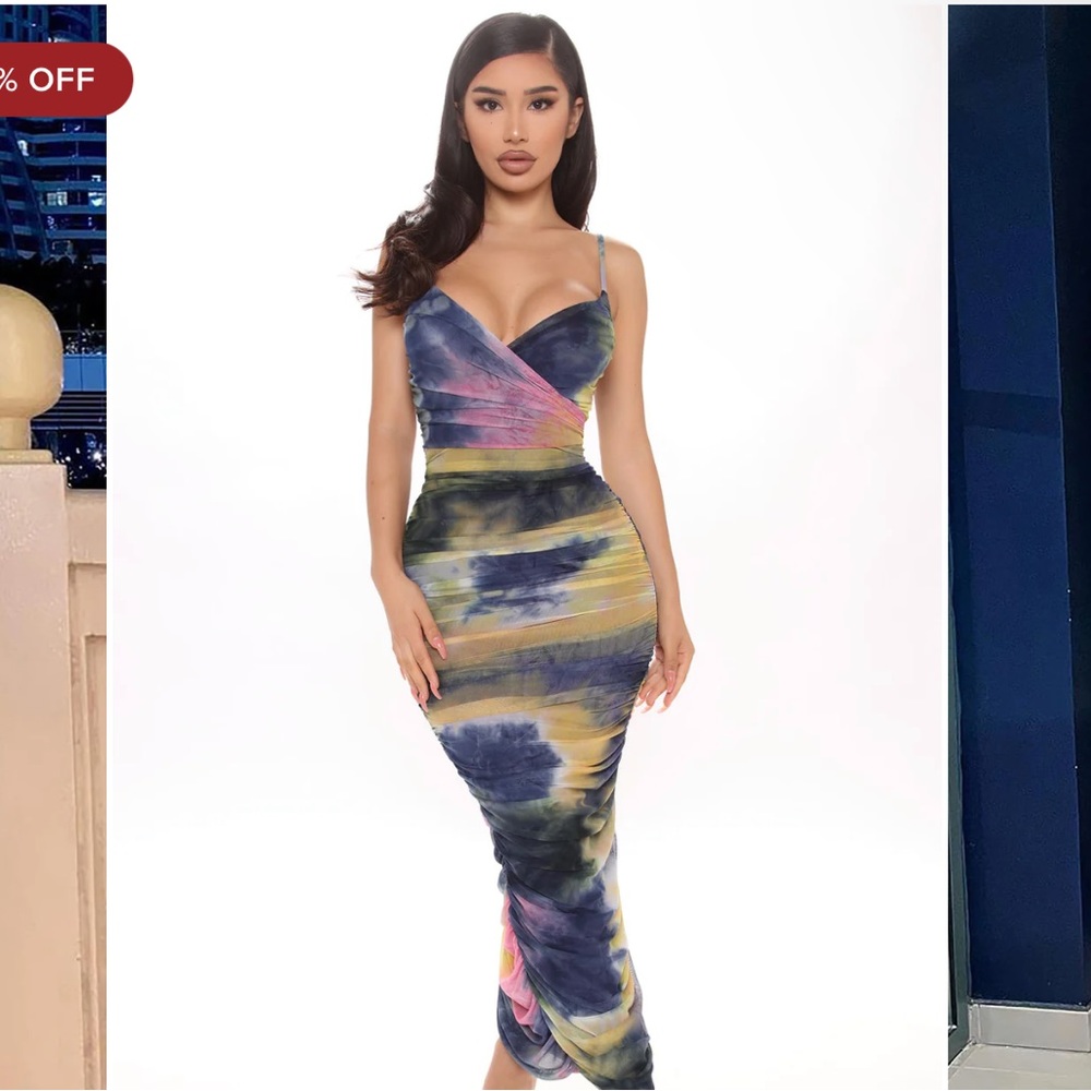 Me Before You Tie Dye Maxi Dress - Navy/Combo